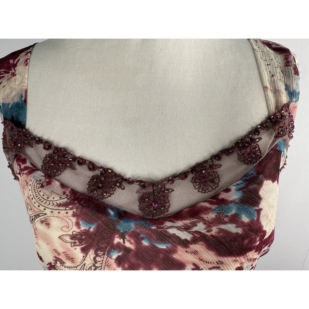 Chadwicks Y2K Cami Tank Sz 4 Small Fairycore Whimsigoth Feminine Beaded Sheer - Picture 2 of 8